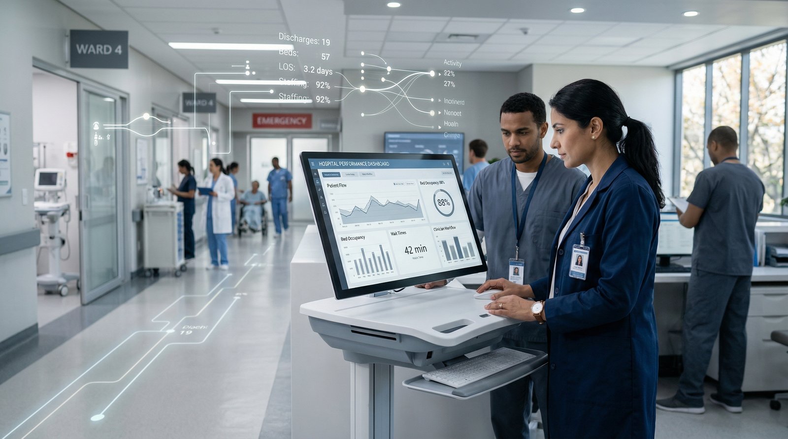 Industries served including healthcare, education, manufacturing, and professional services